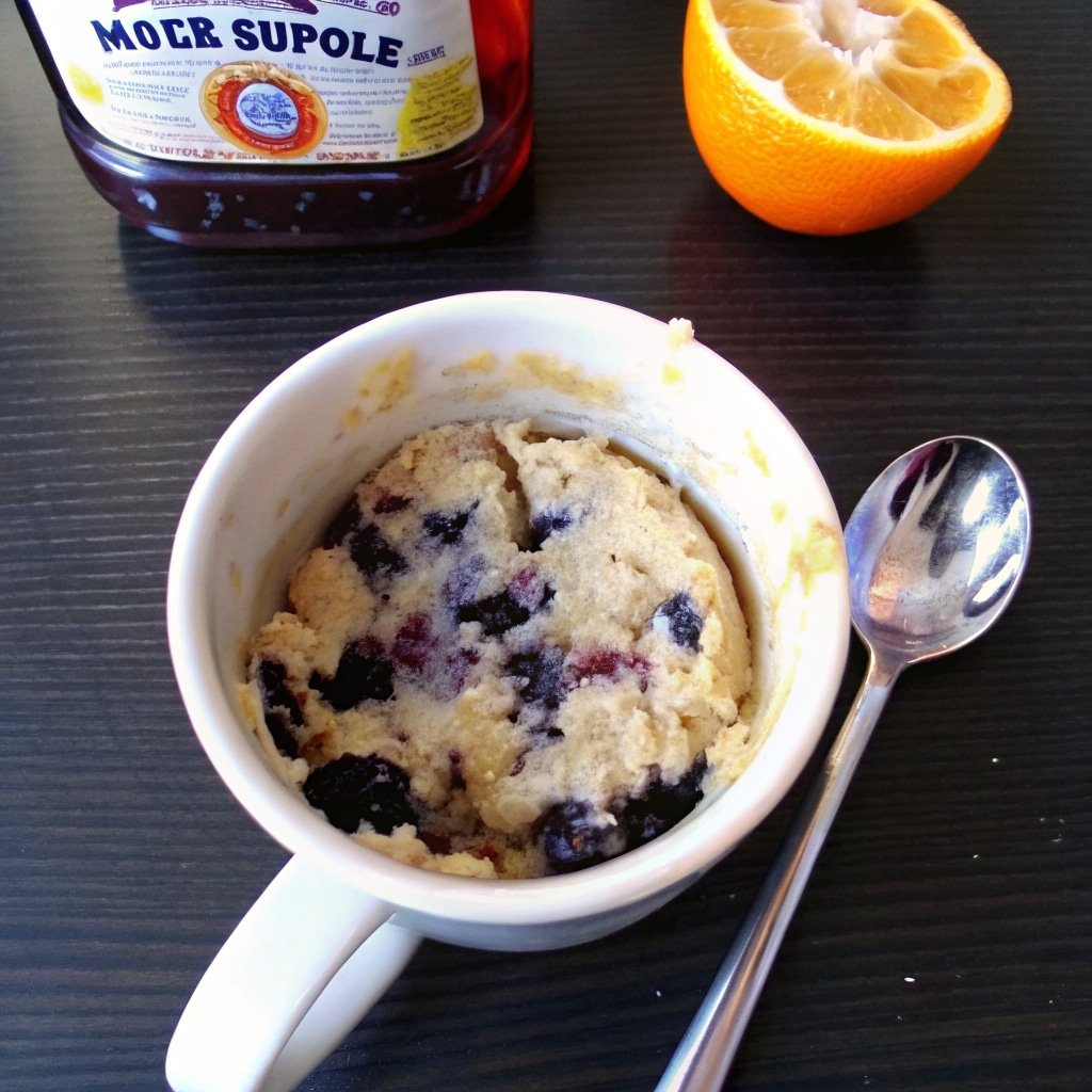 blueberry muffin in a mug fresh warm