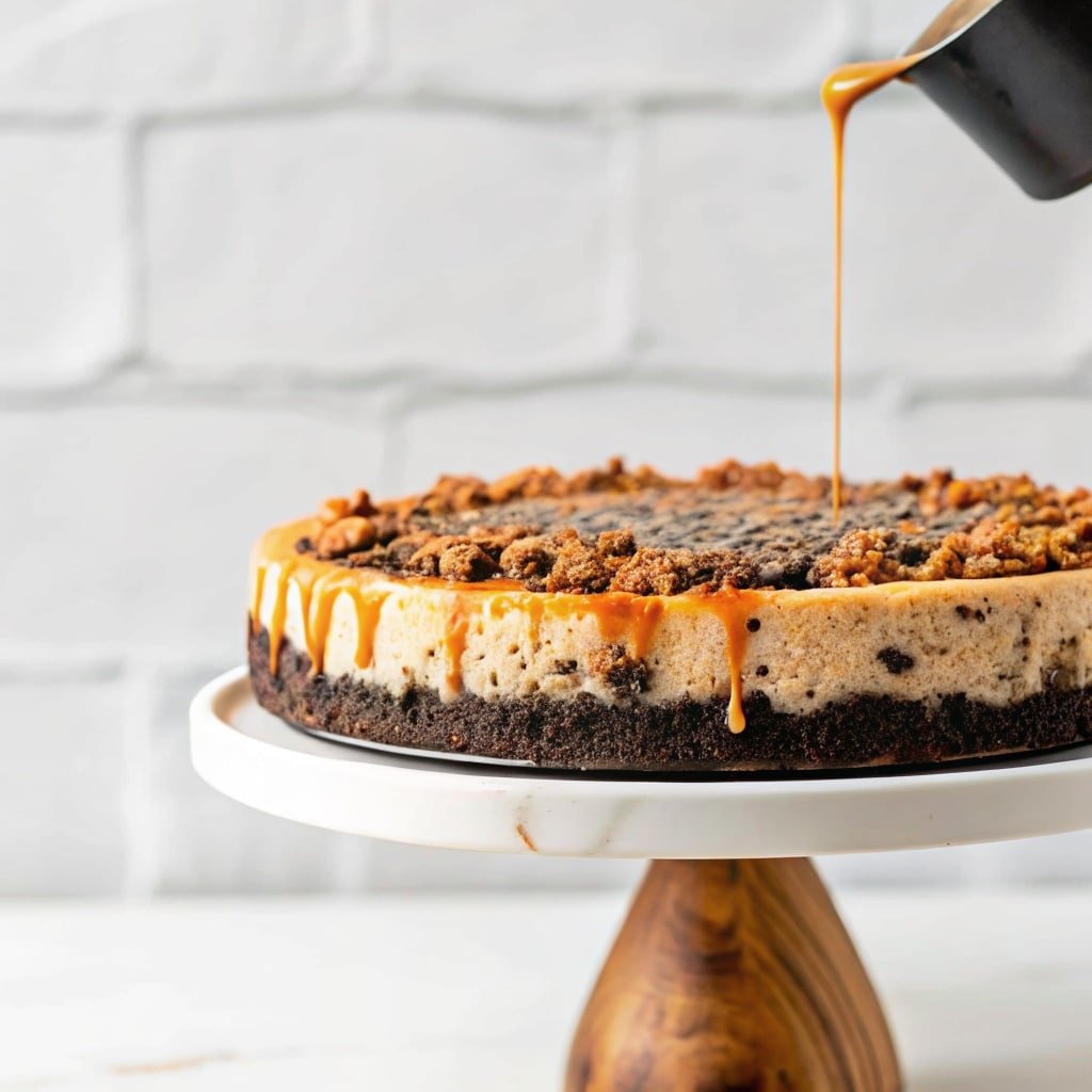 Butterfinger caramel cheesecake bars ready