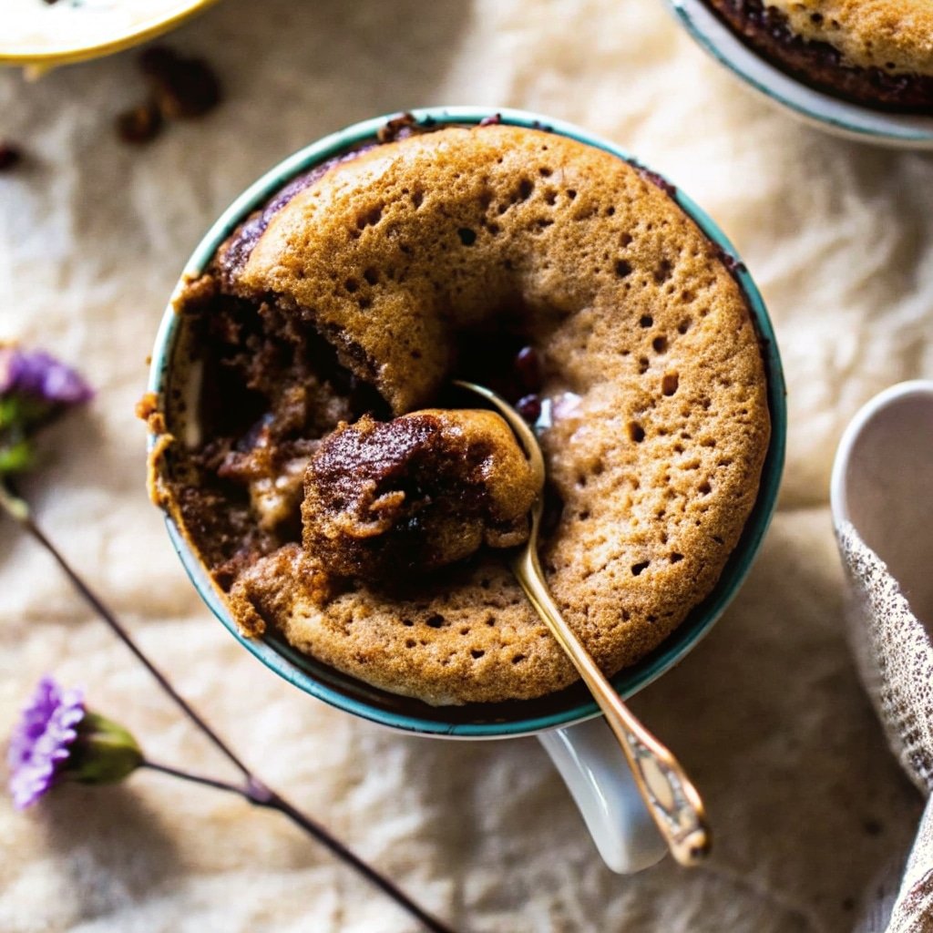serving chocolate chunk banana bread mug cake