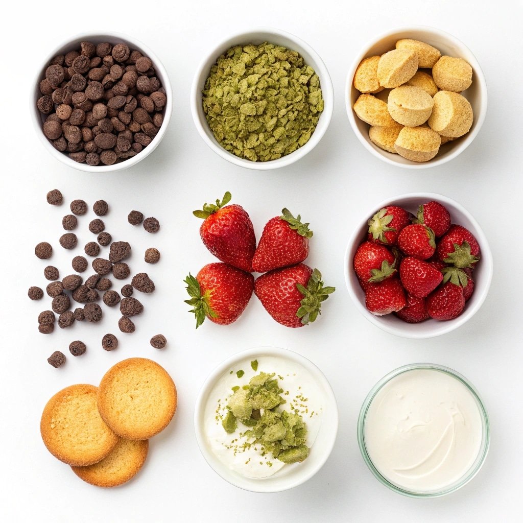 Ingredients for Dubai chocolate strawberry cup