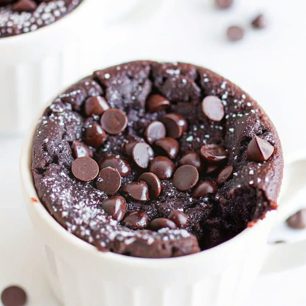 Eggless chocolate mug cake in a white mug