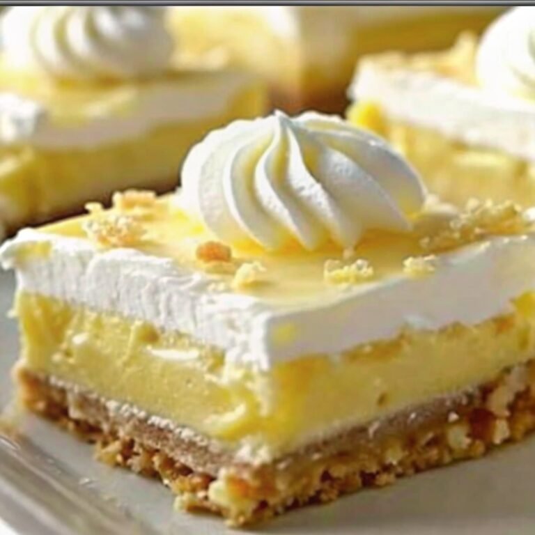 slice of lazy day lemon cream pie bar served