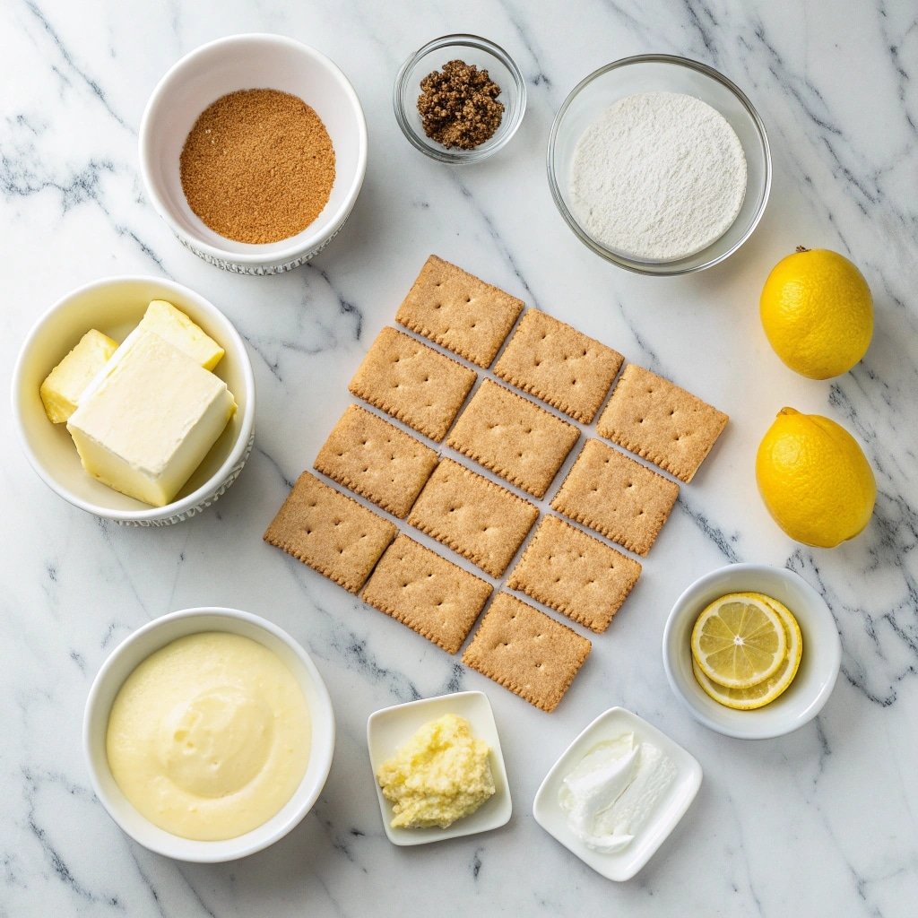 lazy day lemon cream pie bars ingredients layout