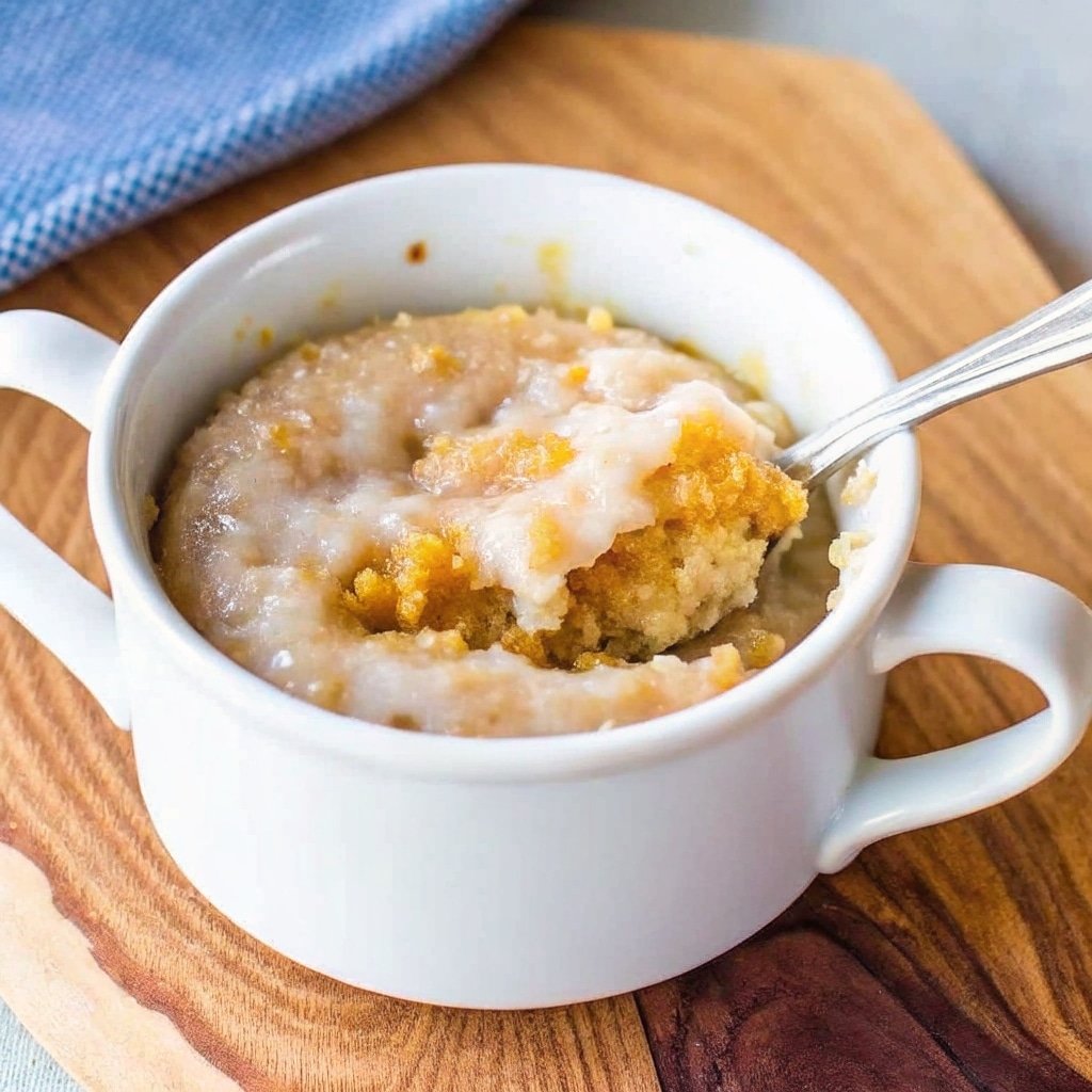 lemon mug cake served in white mug