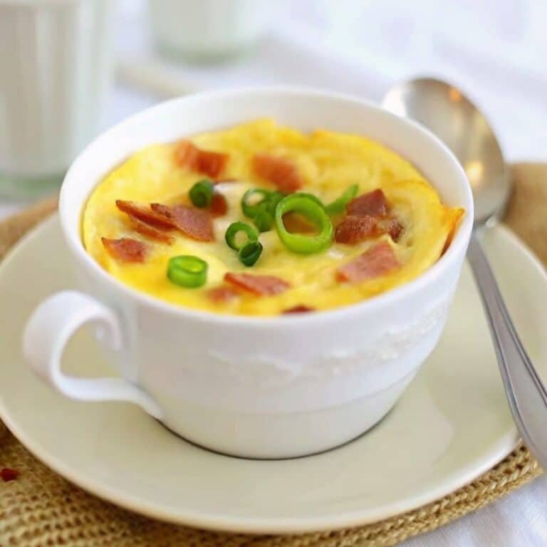 freshly cooked microwave mug quiche