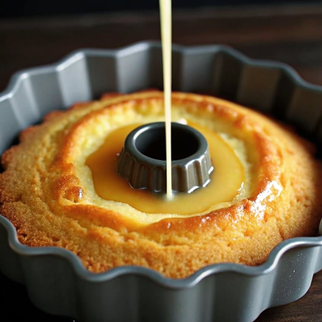 Pouring pineapple cake