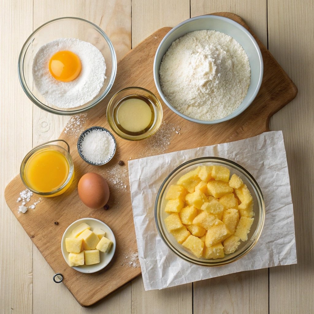 Ingredients for pineapple juice cake