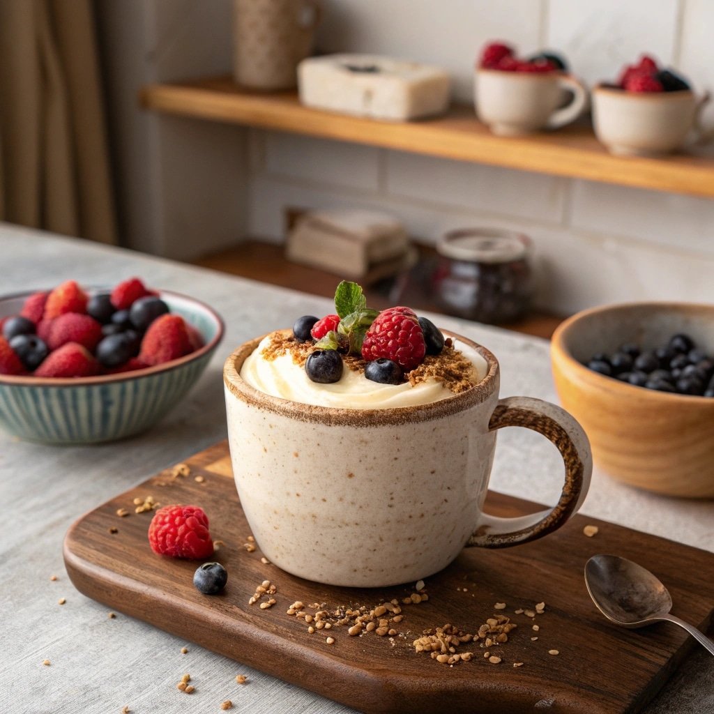 protein cheesecake no bake in a mug